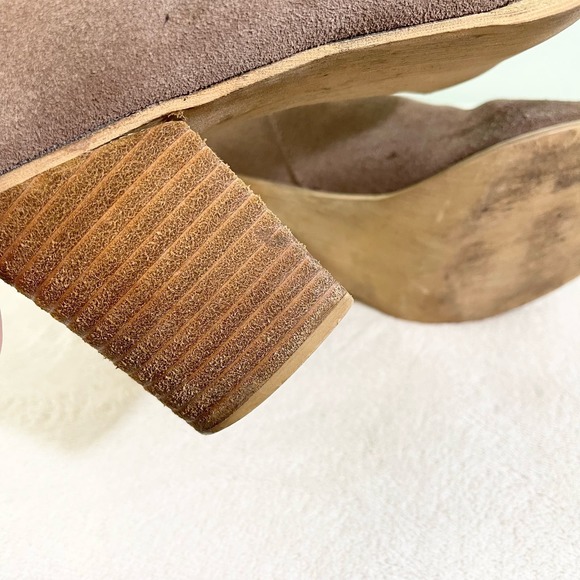 Urban Outfitters Women's Tan Cow Suede Zip Up Stacked Heel Ankle Boots Size 9 - Picture 8 of 13